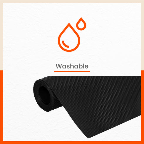 Vega Multipurpose Diamond Texture Shelf Liner | Black ( 45cm X 150cm 380 GSM Pack of 3 )